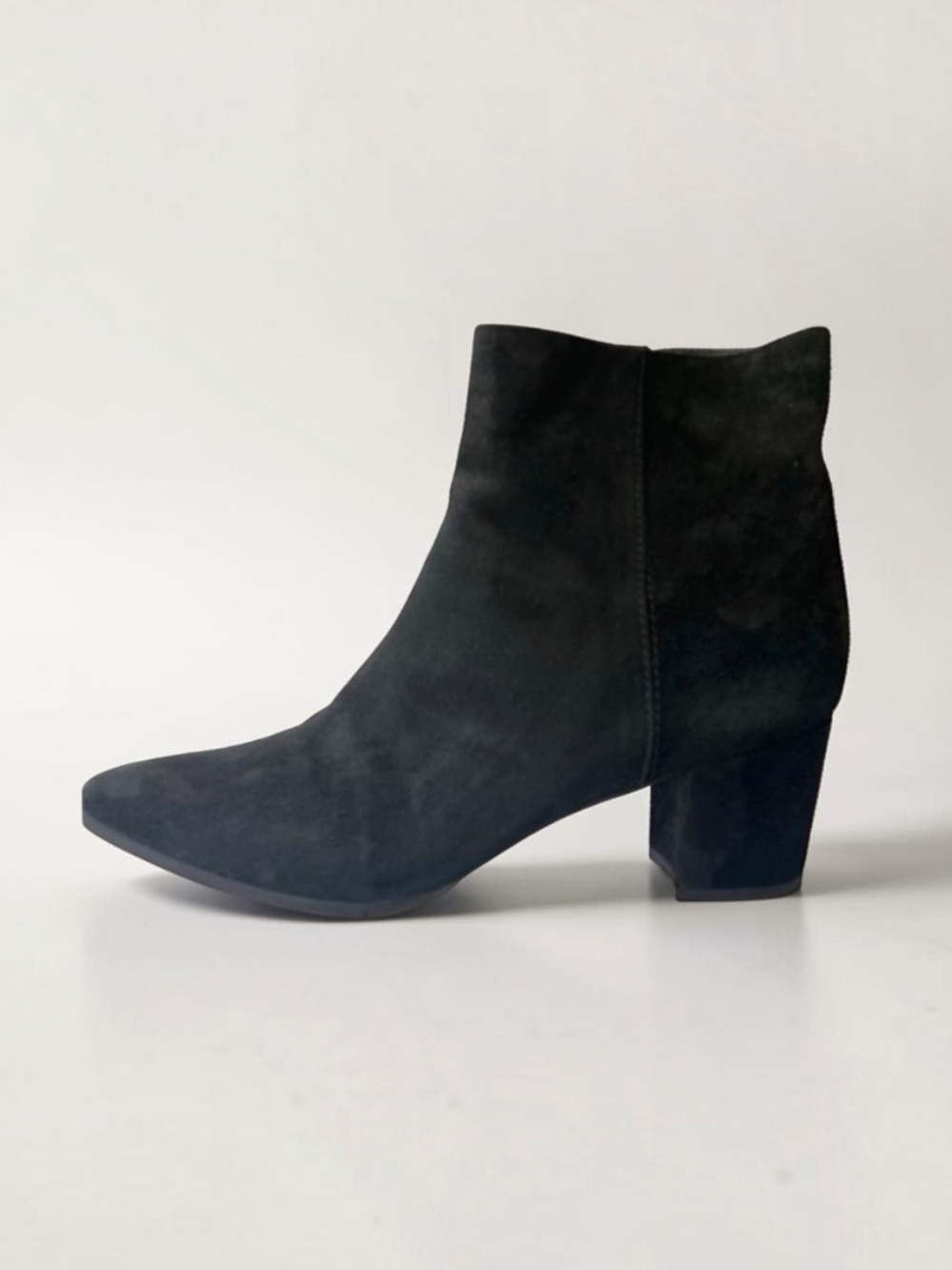STUART WEITZMAN BLACK SUEDE BLOCK HEEL BOOTIES SIZE 8.5